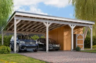 Проект деревянного навеса 6×9м для двух автомобилей — чертежи и схема